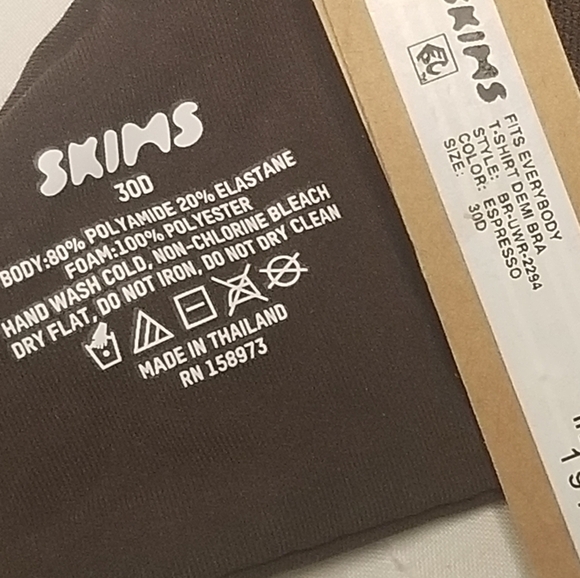 Skims Fits Everybody Tshirt Demi Bra Espresso Brown 30D NWT - Picture 4 of 4